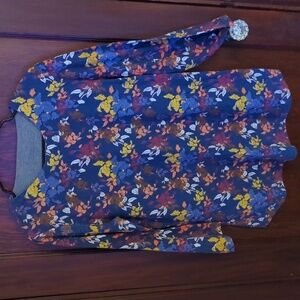The Vermont Store Blue Floral 3/4 Sleeve Layered Cottagecore Shirt Size Large
